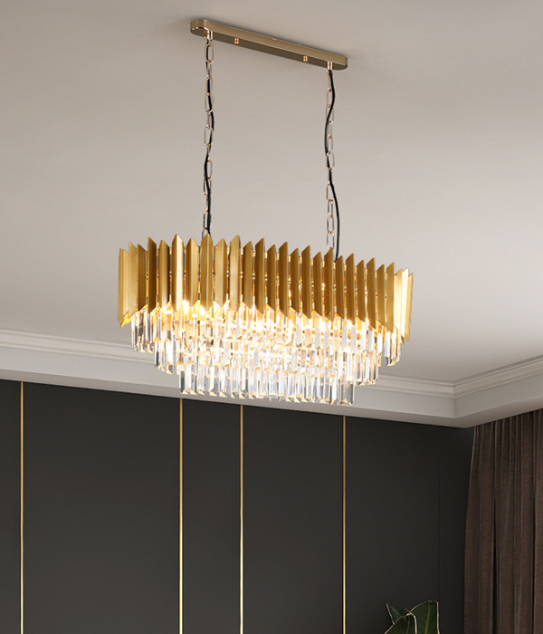 클라바 일자 10등 크리스탈 펜던트, LED 식탁조명, 인테리어 식탁등